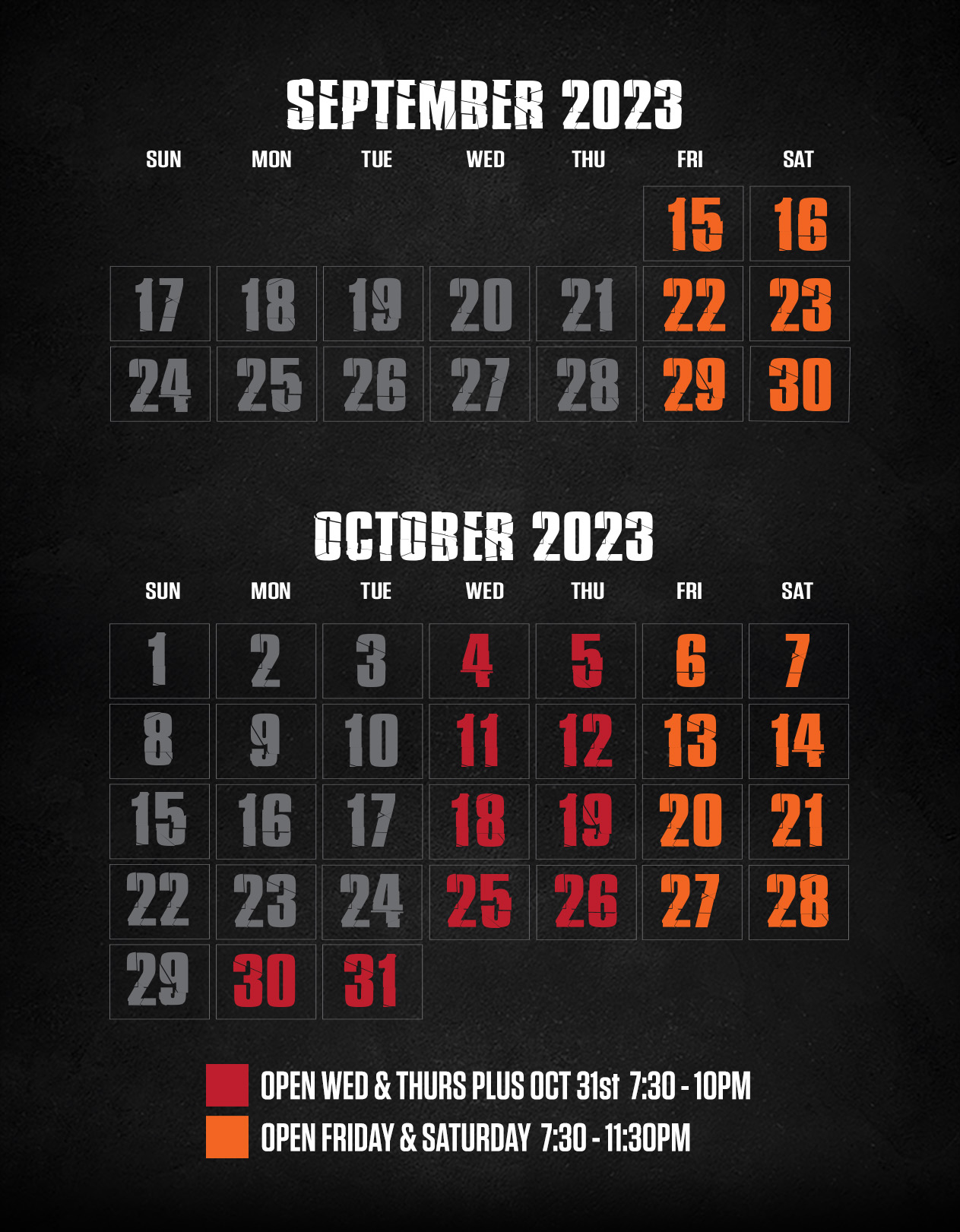 haunted hollow-2023-calender